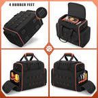 Tool Bag with 3 Removable Cases, 2 Layers Tool Tote for Hand Tools, Black with Red Binding