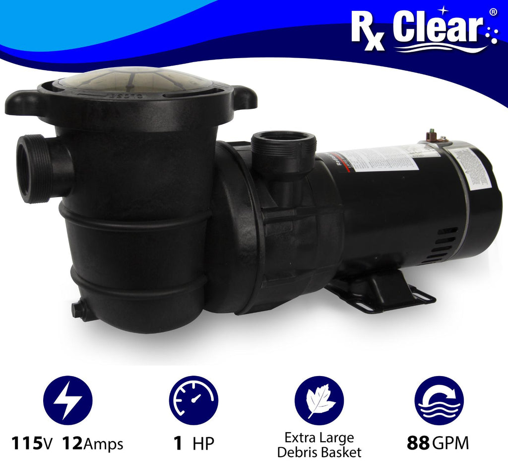 rx clear above ground 1 hp single speed pump for swimming pool w/ cord