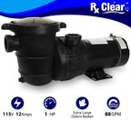 rx clear above ground 1 hp single speed pump for swimming pool w/ cord