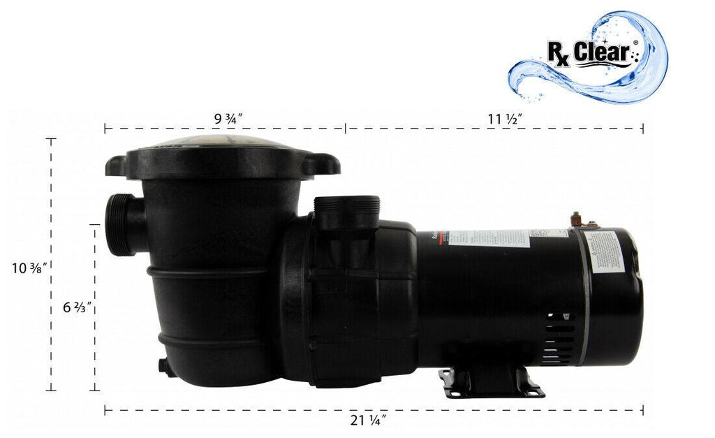 rx clear above ground 1 hp single speed pump for swimming pool w/ cord