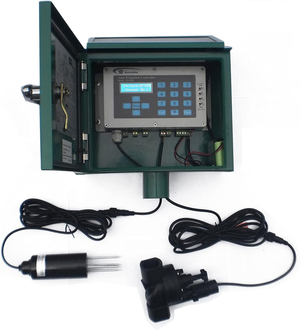 Ancnoble GG-004C-2 4 Zones Irrigation Controller with Moisture Sensor/Timer, 13.25 by 5.2 by 12.75-Inch, Green