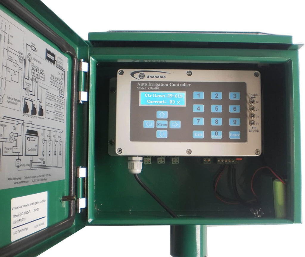Ancnoble GG-004C-2 4 Zones Irrigation Controller with Moisture Sensor/Timer, 13.25 by 5.2 by 12.75-Inch, Green