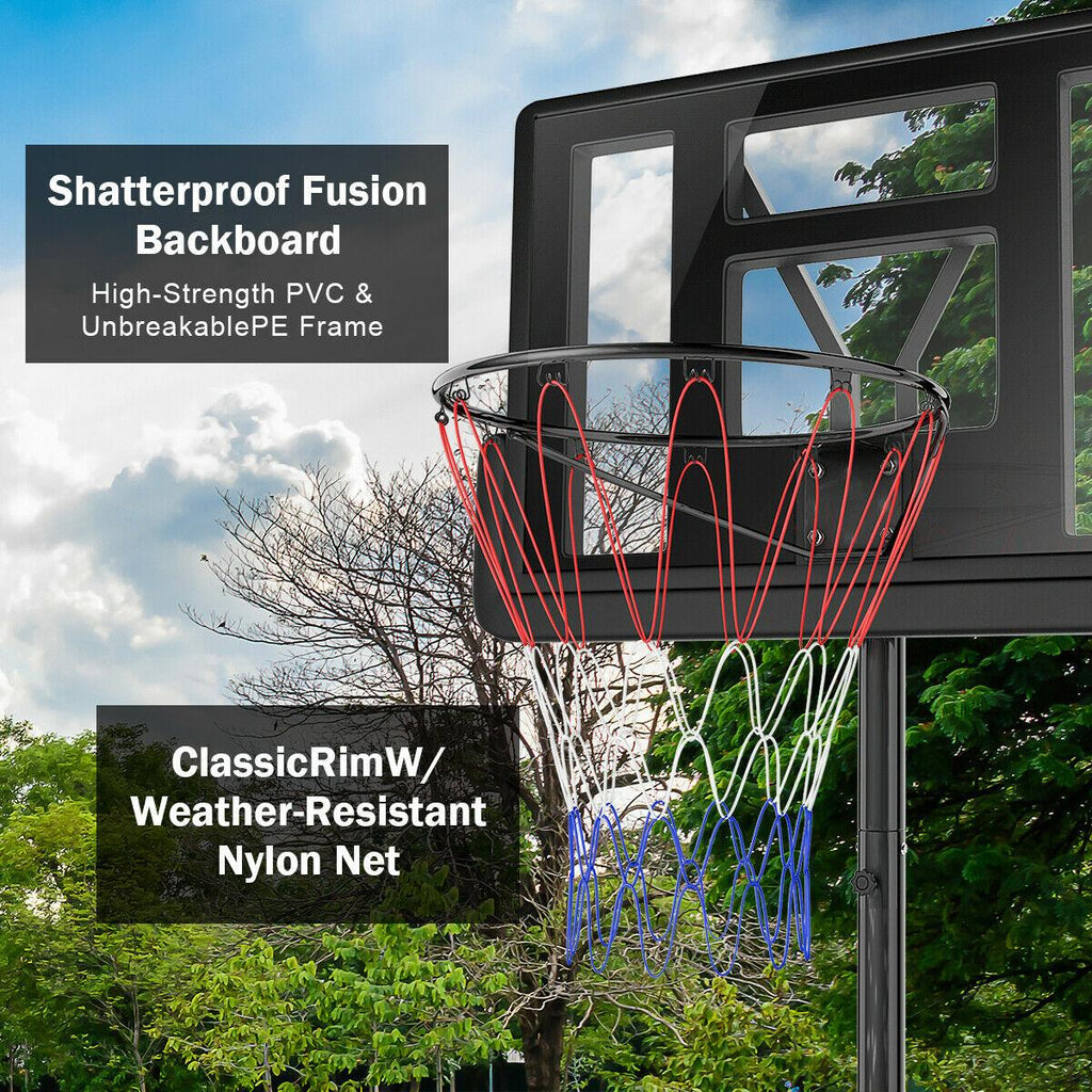 Gymax Height Adjustable Portable Basketball Hoop System Shatterproof Backboard Wheels