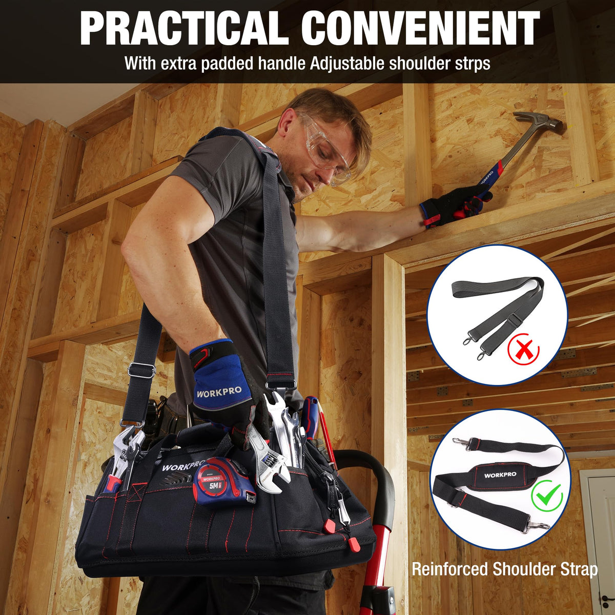 16-inch Close Top Wide Mouth Tool StoraBag with Water Proof Rubber Base, W081022A, 16"
