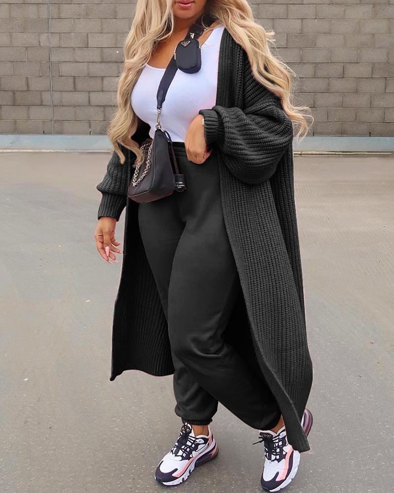 lantern sleeve open front casual cardigan