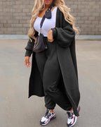 lantern sleeve open front casual cardigan