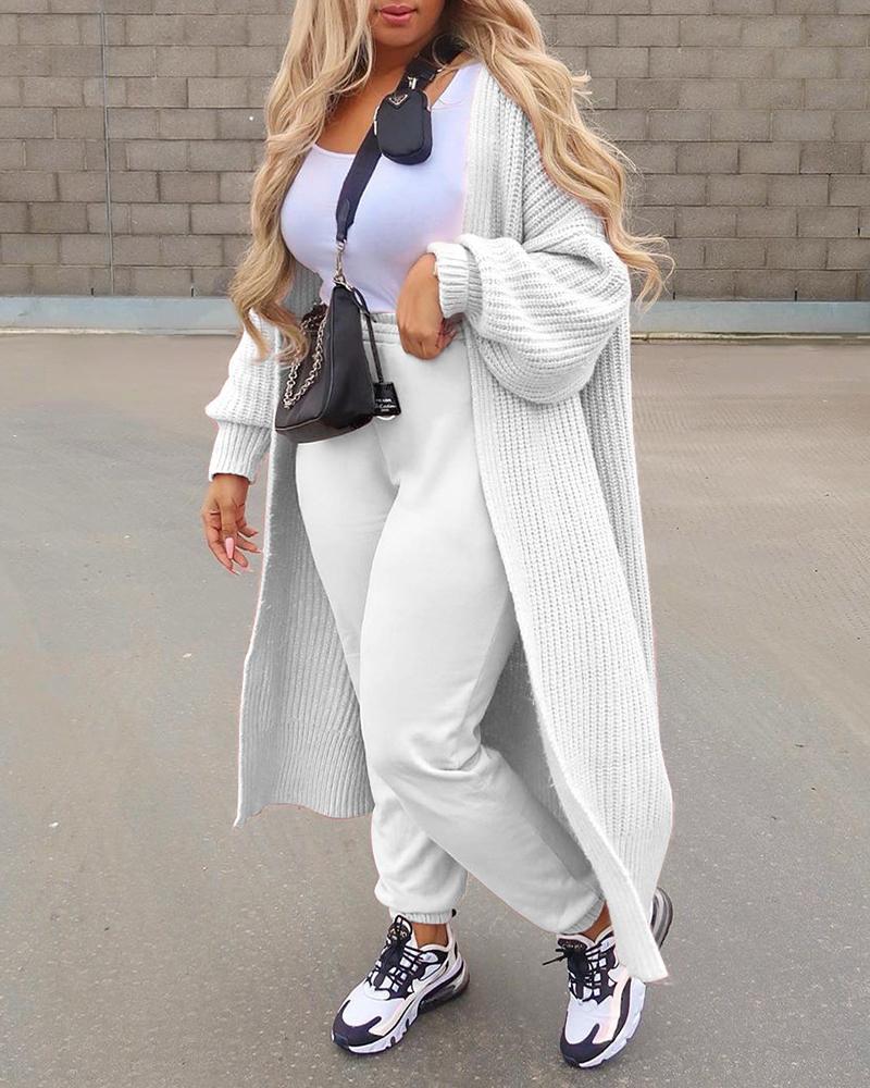 lantern sleeve open front casual cardigan