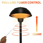 Patio Outdoor Freestanding Electric Patio Heater, Infrared Heater, Hammered Bronze Finished, Portable Heater suitable as a Balcony Heater, BBQ and Outdoor Party Heater