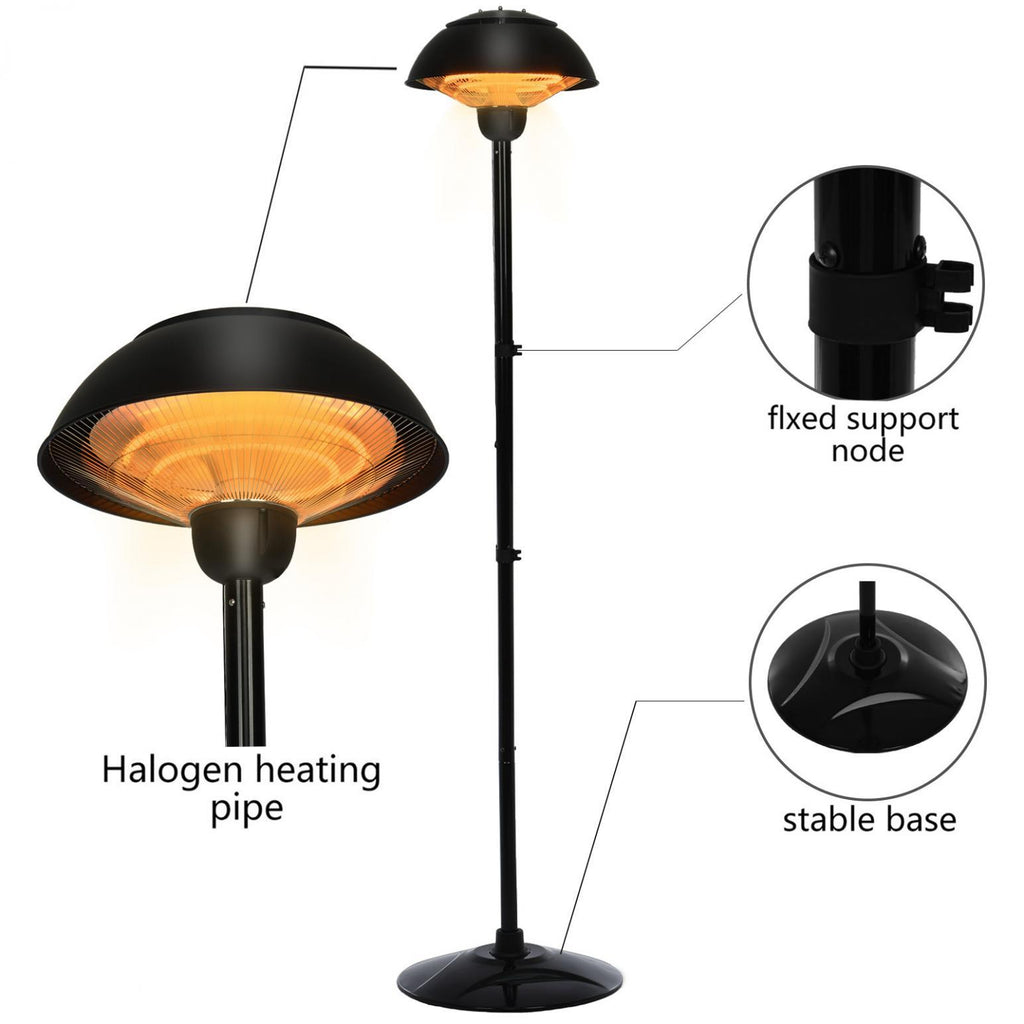 Patio Outdoor Freestanding Electric Patio Heater, Infrared Heater, Hammered Bronze Finished, Portable Heater suitable as a Balcony Heater, BBQ and Outdoor Party Heater