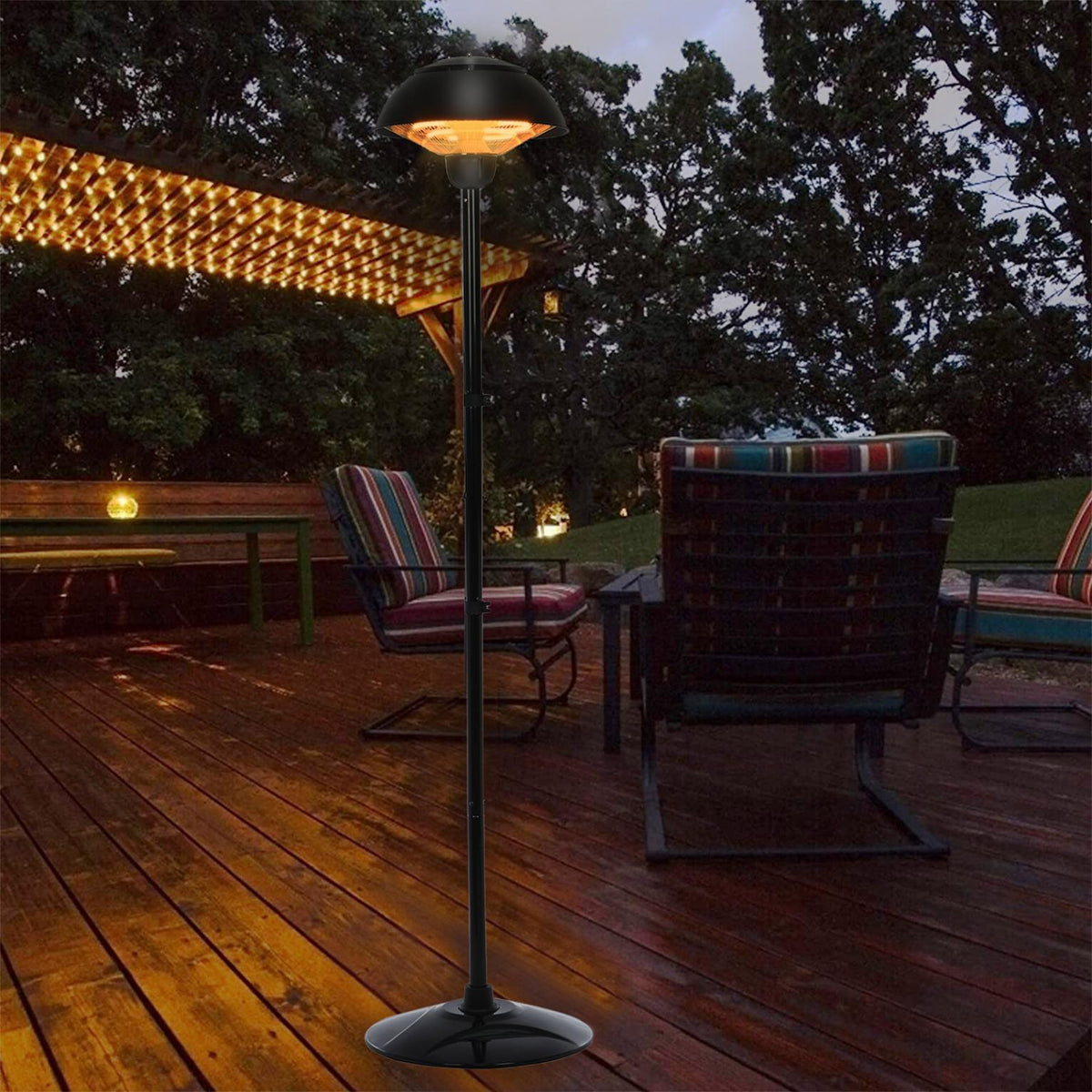 Patio Outdoor Freestanding Electric Patio Heater, Infrared Heater, Hammered Bronze Finished, Portable Heater suitable as a Balcony Heater, BBQ and Outdoor Party Heater