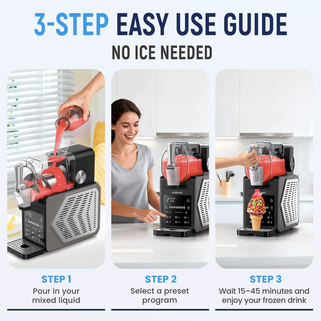 Slushie Machine & Ice Cream Maker, 85oz Larger Slushie Machine for Home, LED Display | 6 Preset Programs | Auto-Clean, Perfect for Margaritas, Frappes, Milkshakes & Smoothies, No Ice Needed