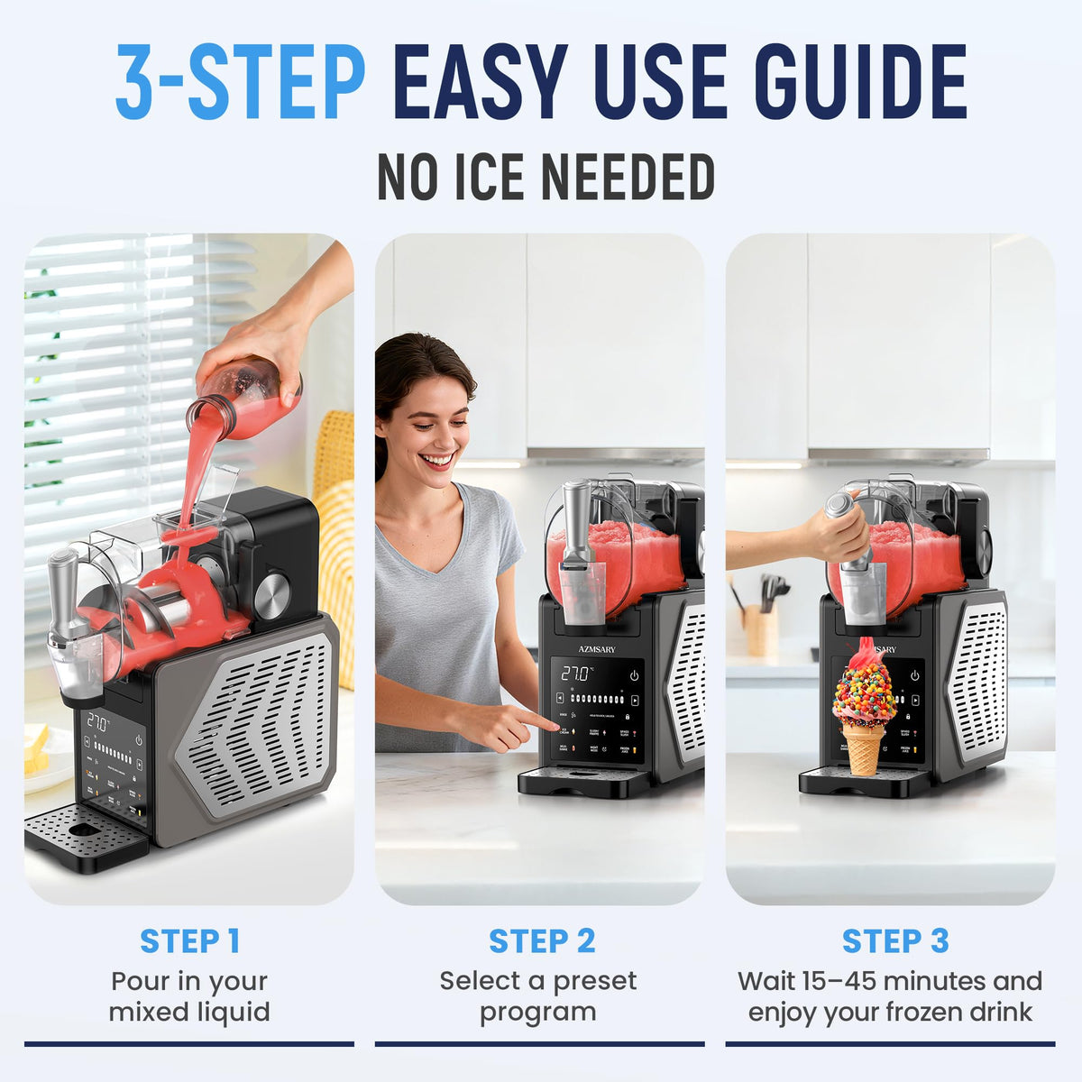 Slushie Machine & Ice Cream Maker, 85oz Larger Slushie Machine for Home, LED Display | 6 Preset Programs | Auto-Clean, Perfect for Margaritas, Frappes, Milkshakes & Smoothies, No Ice Needed
