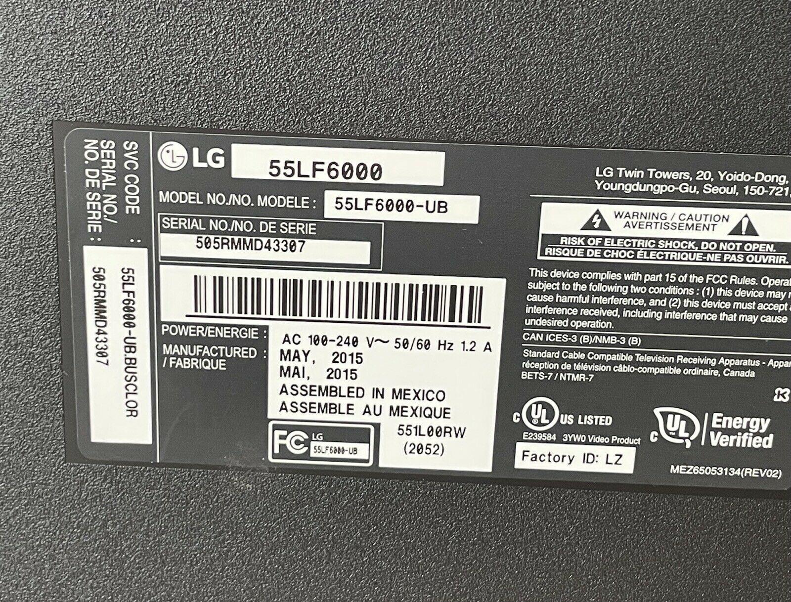 lg 55” full hd 1080p led tv (55lf600)