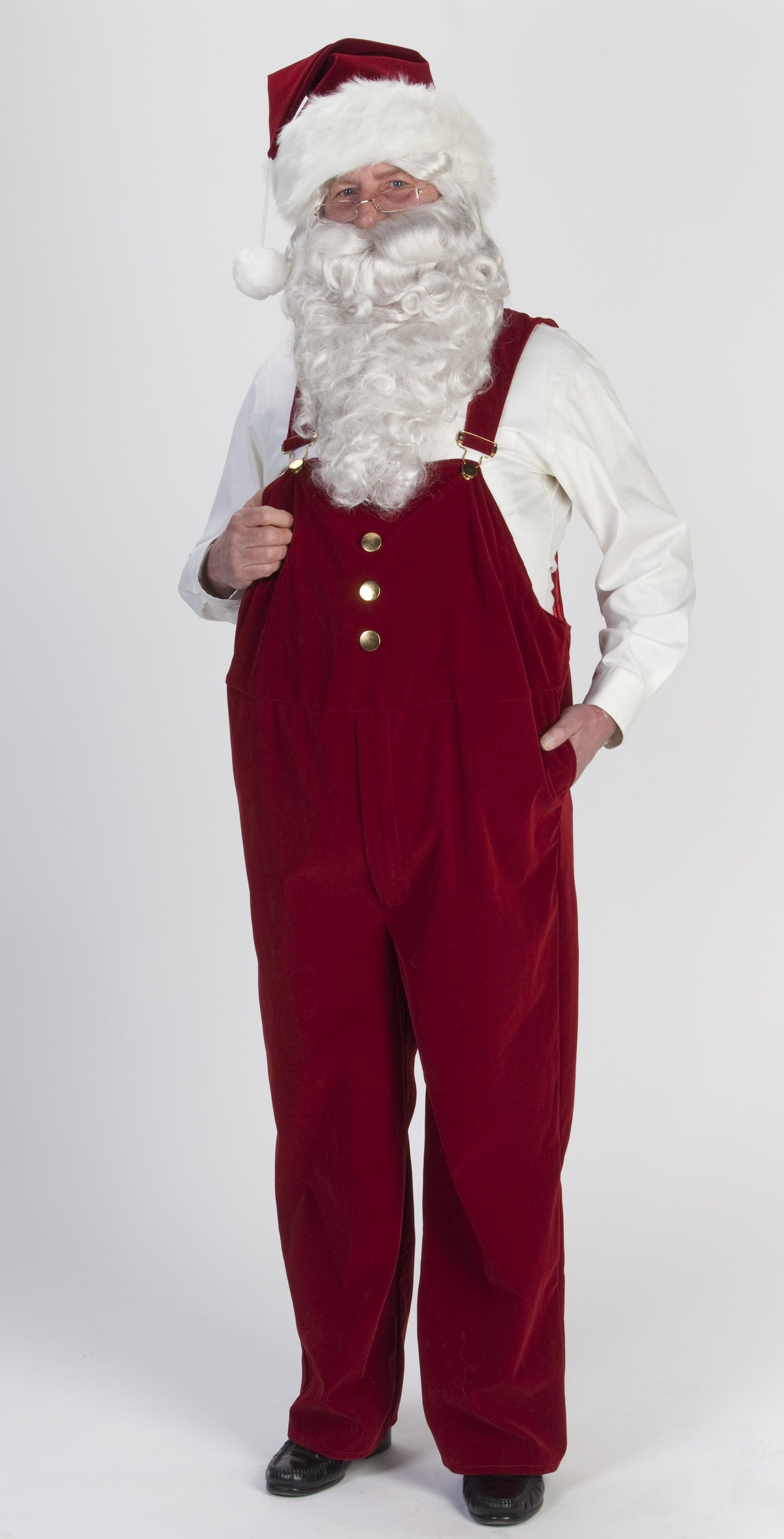 7-piece Burgundy Velvet Overall Santa Claus Christmas Suit - Adult Size XXLarge