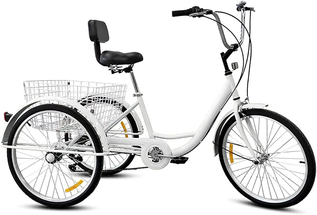HXSYD Adult Tricycles, Adult Trikes 24 inch 3 Wheel Bikes for Adults with LarBasket for Recreation, Shopping, Picnics Exercise Men's Women's Cruiser Bike