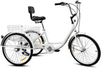 HXSYD Adult Tricycles, Adult Trikes 24 inch 3 Wheel Bikes for Adults with LarBasket for Recreation, Shopping, Picnics Exercise Men's Women's Cruiser Bike