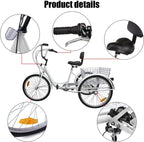 HXSYD Adult Tricycles, Adult Trikes 24 inch 3 Wheel Bikes for Adults with LarBasket for Recreation, Shopping, Picnics Exercise Men's Women's Cruiser Bike