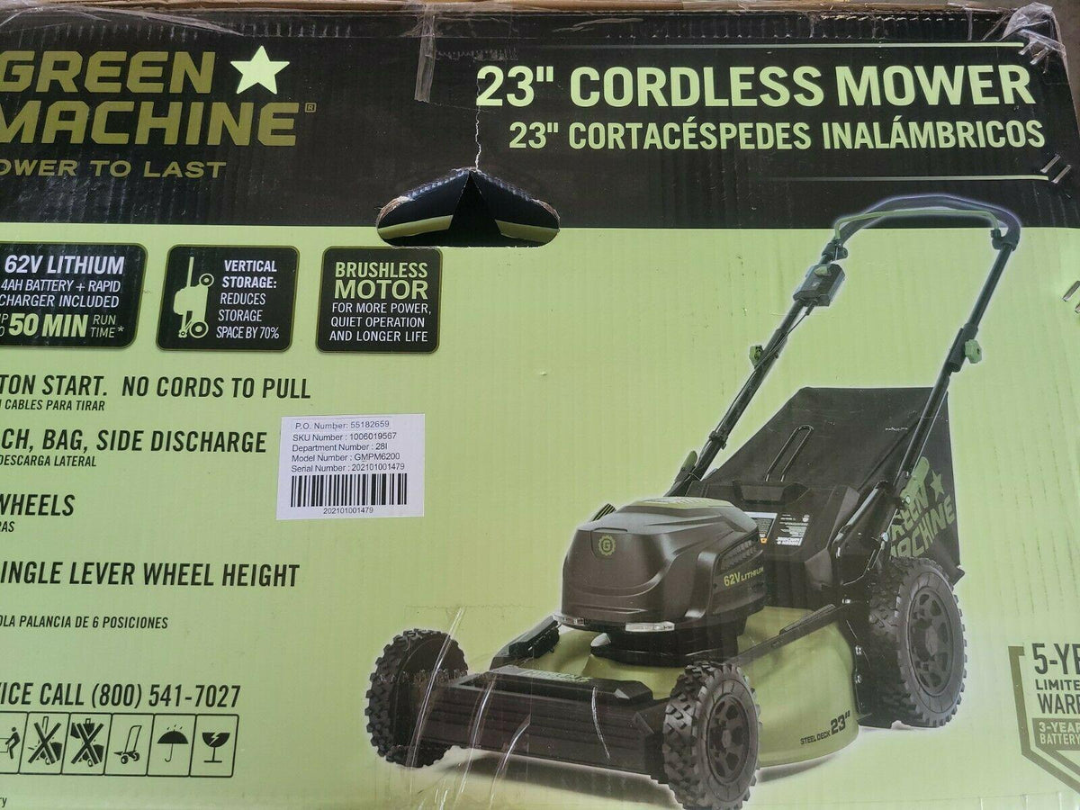 62-Volt Cordless 3-in-1 High Wheel Push Walk Behind Mower, Cutting Width 22 in.