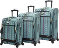 er Luggage Collection - 3 Piece Softside Expandable Lightweight Spinner Suitcase Set - Travel Set includes 20 Inch Carry on, 24 Inch &amp; 28-Inch Checked Suitcases (Print/Teal)
