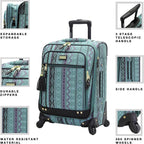 er Luggage Collection - 3 Piece Softside Expandable Lightweight Spinner Suitcase Set - Travel Set includes 20 Inch Carry on, 24 Inch &amp; 28-Inch Checked Suitcases (Print/Teal)