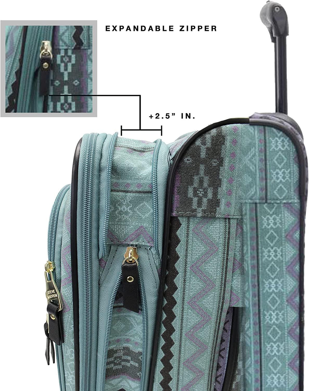 er Luggage Collection - 3 Piece Softside Expandable Lightweight Spinner Suitcase Set - Travel Set includes 20 Inch Carry on, 24 Inch &amp; 28-Inch Checked Suitcases (Print/Teal)