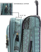 er Luggage Collection - 3 Piece Softside Expandable Lightweight Spinner Suitcase Set - Travel Set includes 20 Inch Carry on, 24 Inch &amp; 28-Inch Checked Suitcases (Print/Teal)