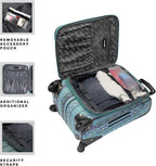 er Luggage Collection - 3 Piece Softside Expandable Lightweight Spinner Suitcase Set - Travel Set includes 20 Inch Carry on, 24 Inch &amp; 28-Inch Checked Suitcases (Print/Teal)