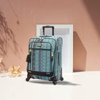 er Luggage Collection - 3 Piece Softside Expandable Lightweight Spinner Suitcase Set - Travel Set includes 20 Inch Carry on, 24 Inch &amp; 28-Inch Checked Suitcases (Print/Teal)