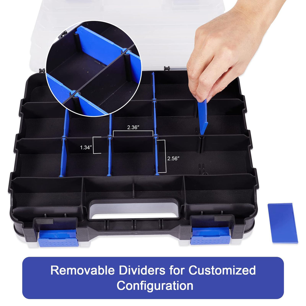 Hardware Organizer Box 34 Compartments Small Parts Organizer with Removable Dividers Durable Plastic Double Side Tools Box Screw Organizers For Nuts, Bolts, Screws, Nails 2Pack