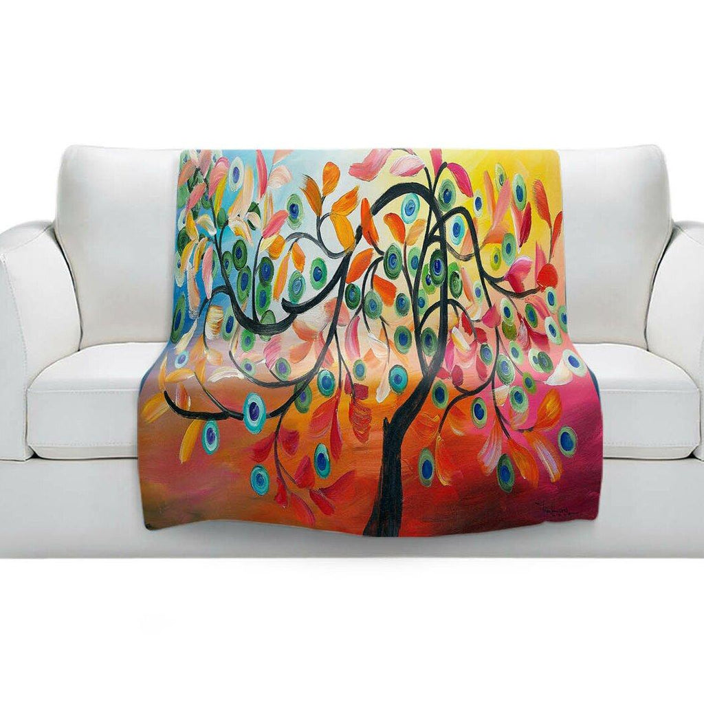 Color Tree Viii Soft Sherpa Blanket, Heated: No, Fuzzy fleece printed top