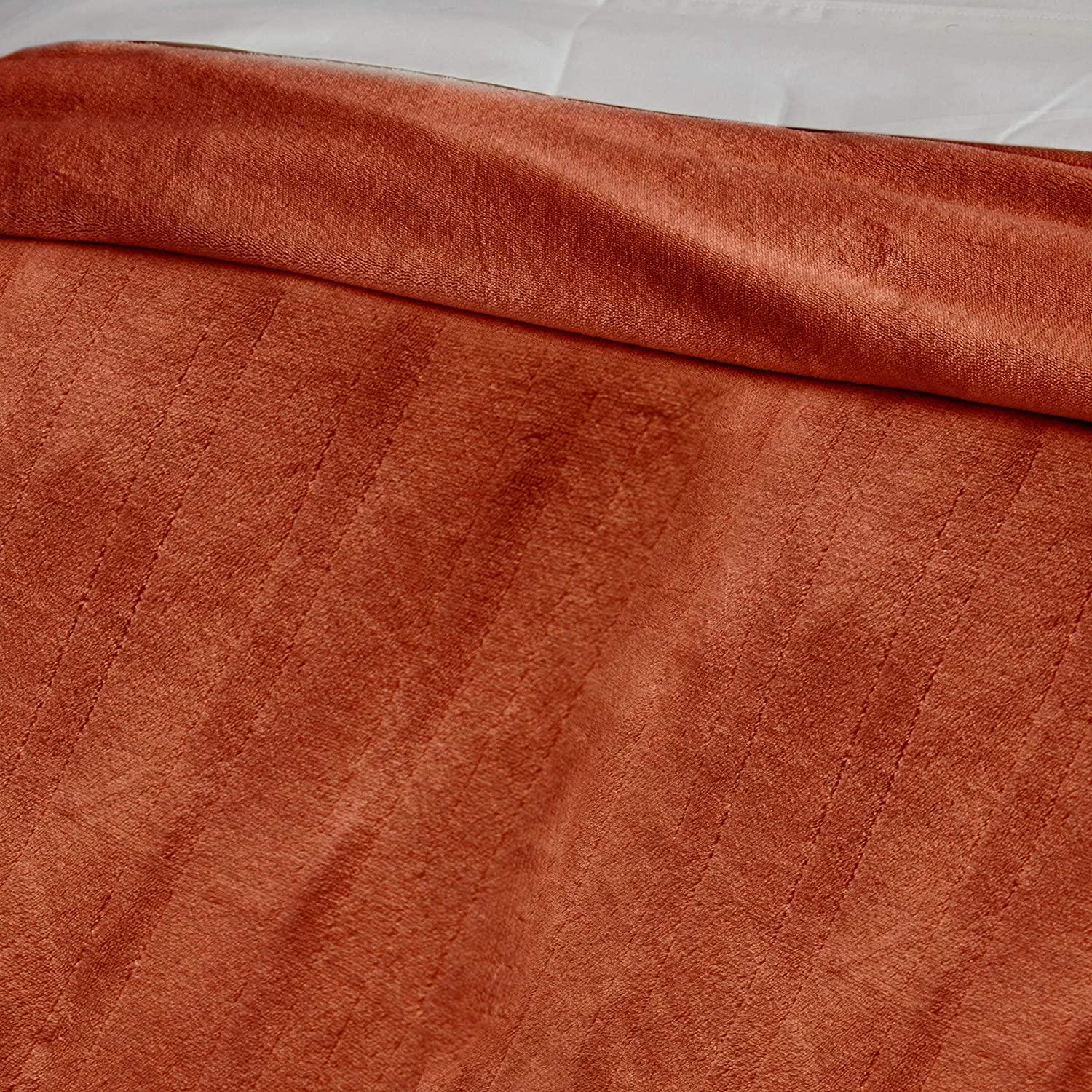 | Cabin Comfort Plush Heated Electric Warming Blanket, Queen, Clay