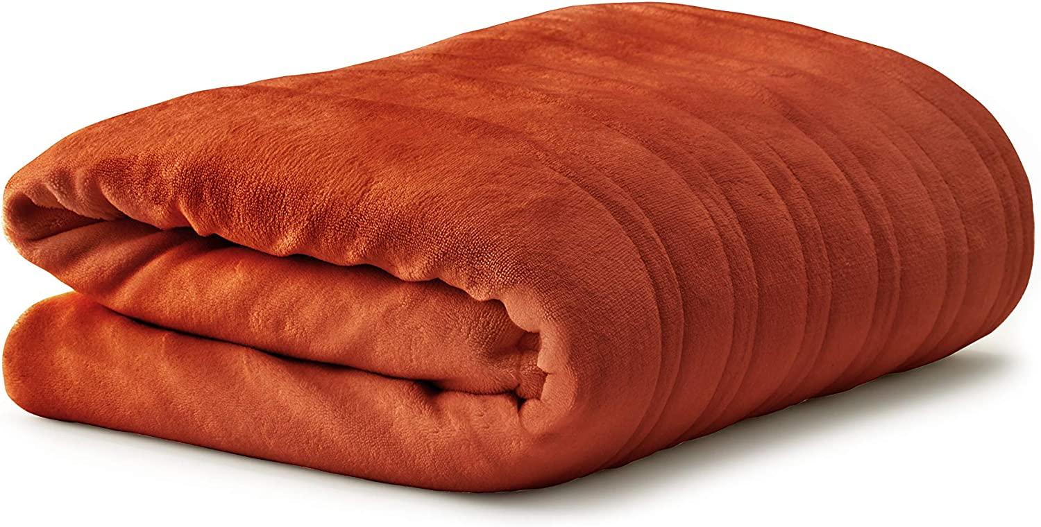 | Cabin Comfort Plush Heated Electric Warming Blanket, Queen, Clay