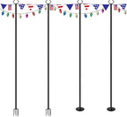 MARVOWARE 4Pcs String Light Poles for Outdoors Weather Resistant, Steel Tall,Christmas Decoration,Light Pole for House Garden Patio Wedding Cafe Party(No Light Bulb Included)