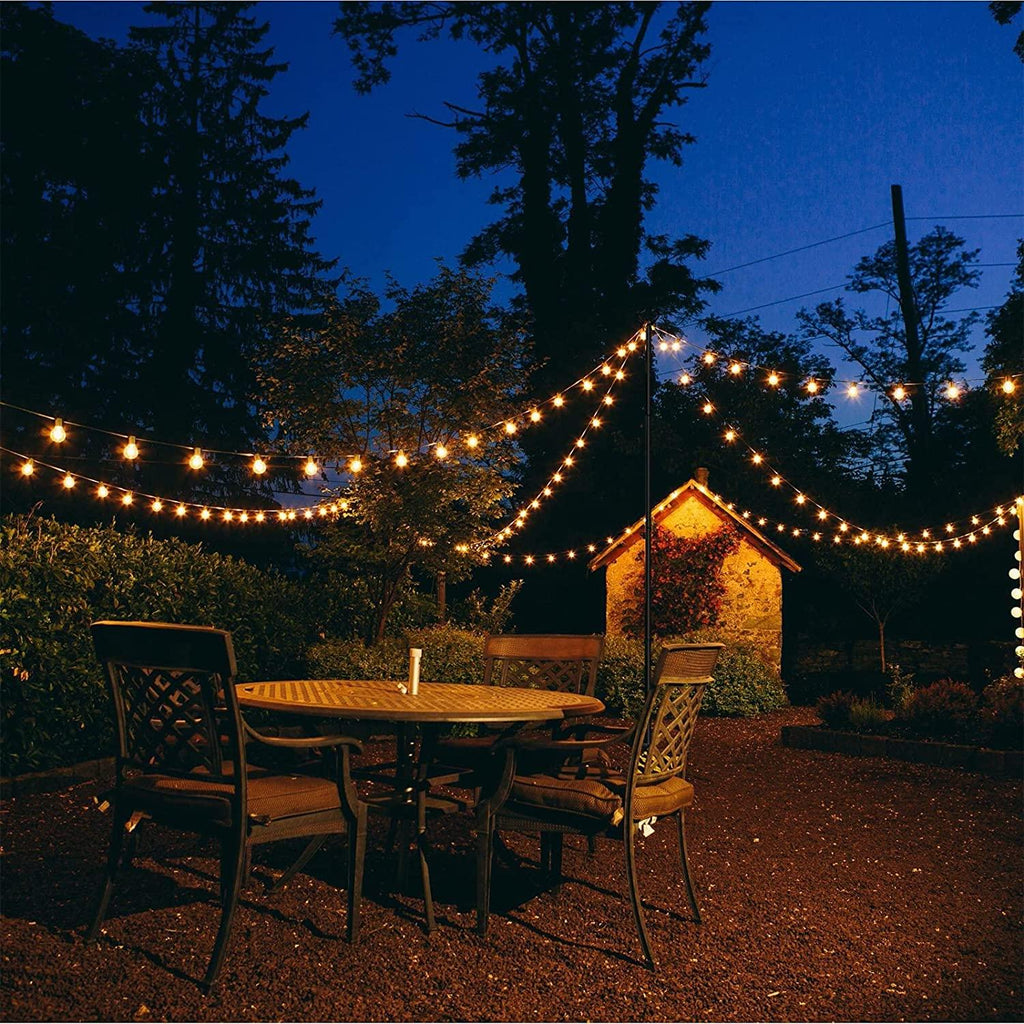 MARVOWARE 4Pcs String Light Poles for Outdoors Weather Resistant, Steel Tall,Christmas Decoration,Light Pole for House Garden Patio Wedding Cafe Party(No Light Bulb Included)