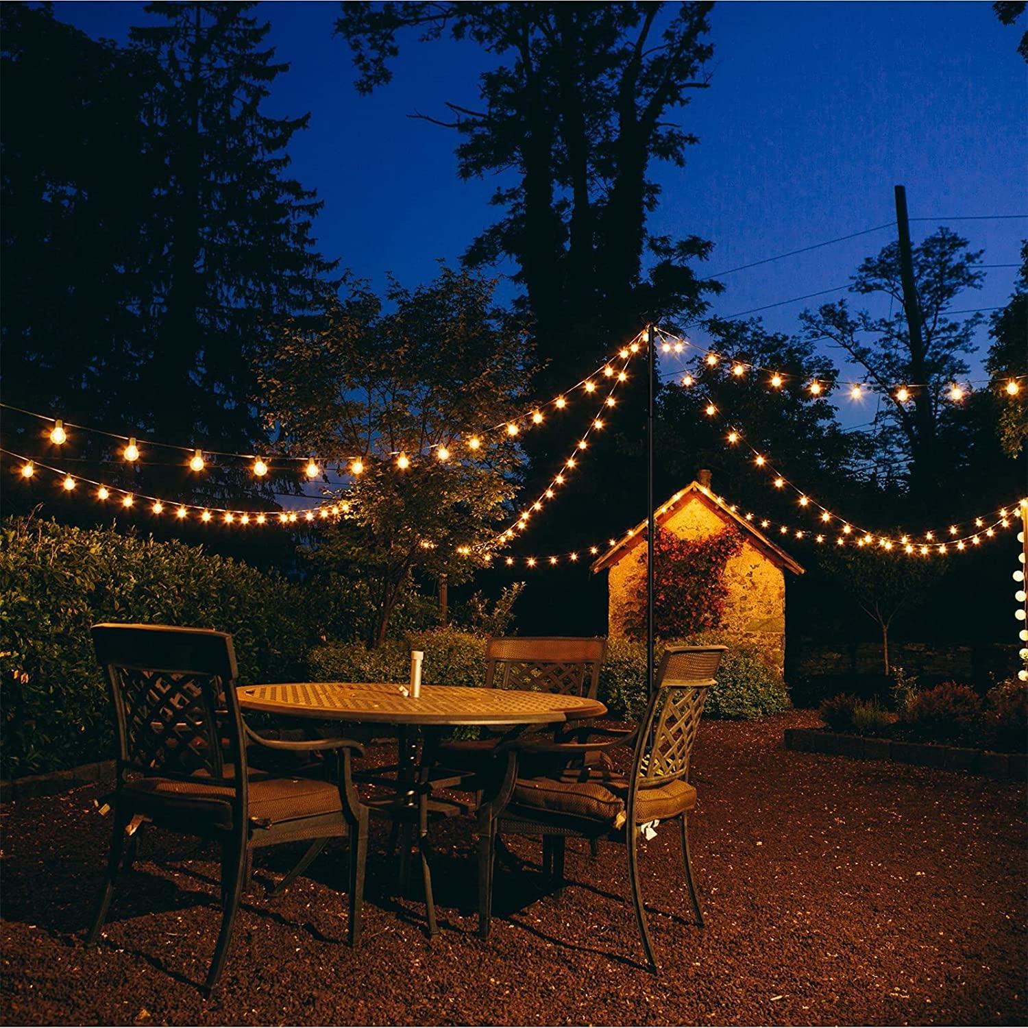 MARVOWARE 4Pcs String Light Poles for Outdoors Weather Resistant, Steel Tall,Christmas Decoration,Light Pole for House Garden Patio Wedding Cafe Party(No Light Bulb Included)