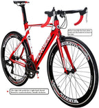 Eurobike Road Bike HYXC7000 Aluminum 54cm Frame 14 Speed Road Bicycle Red
