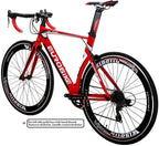 Eurobike Road Bike HYXC7000 Aluminum 54cm Frame 14 Speed Road Bicycle Red