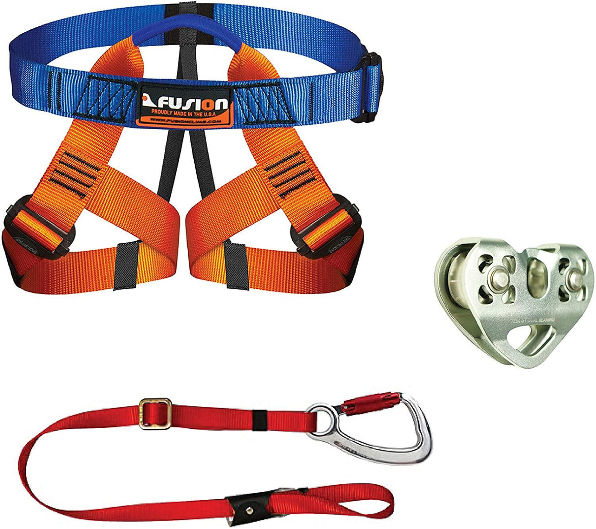 Fusion Climb Kids Backyard Zip Line Kit Harness Lanyard Trolley Bundle FK-K-HLT-01