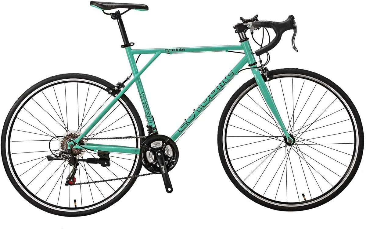 Eurobike OBK XC560 Road Bike 700C Wheels 56cm Frame for Men 21 Speed City Commuter Bicycle Complete Racing Bikes (Green)