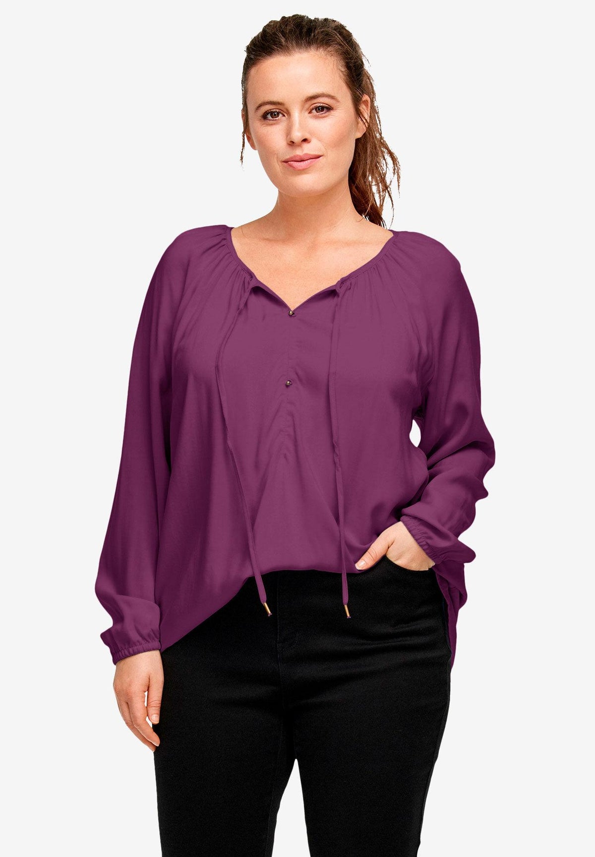 tie neck peasant tunic
