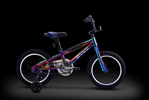 Brave 16" Freestyle BMX Galaxy Oil Slick Kids Bike for Boys and Girls. Lightweight Aluminum Frame and Fork. Tool-Less  Release Training Wheels. Easy to Ride!