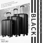 Luggage Expandable Suitcase PC+ABS 3 Piece Set with TSA Lock Spinner Carry on 20in24in28in(Black, 3 piece set)