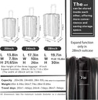 Luggage Expandable Suitcase PC+ABS 3 Piece Set with TSA Lock Spinner Carry on 20in24in28in(Black, 3 piece set)