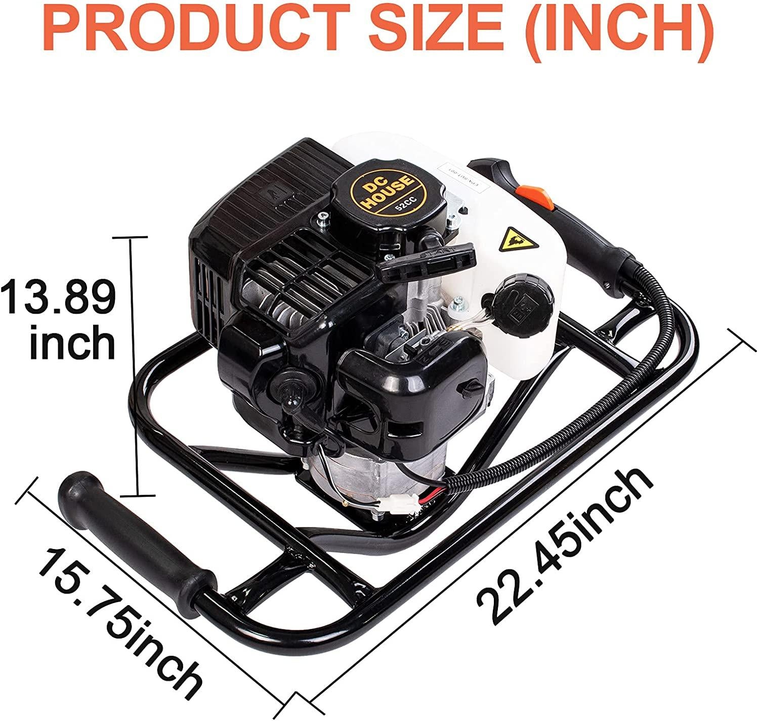 pumplus gas powered 52cc post hole digger 4“+ 6"+8" earth auger drill bits for fence and planting