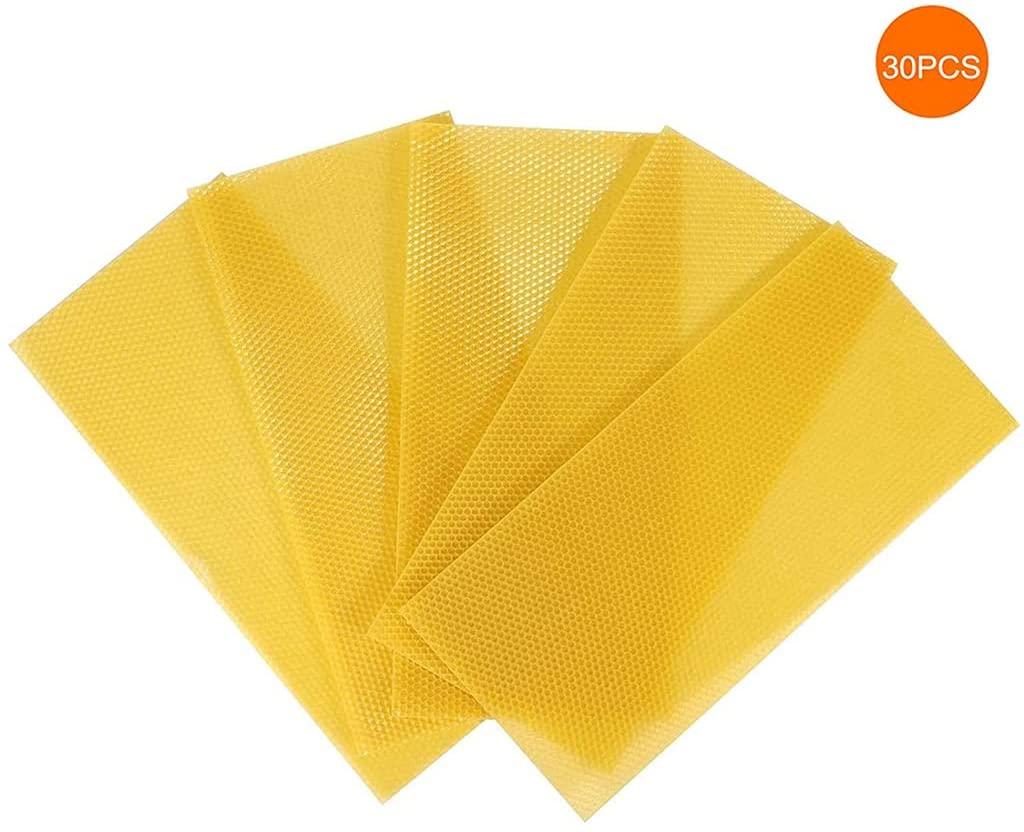 unknows 30 pieces natural beeswax sheets beekeepers necessary bee honey sheets beekeeping utility accessories beehive foundation bee hives and supplies starter for beginners 30 pieces