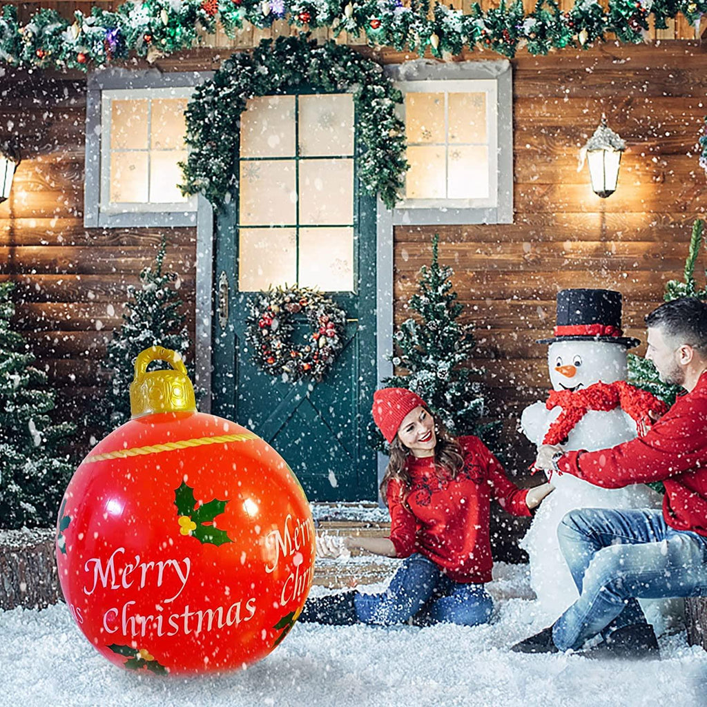 Christmas Decorations 23.6Inch Christmas Inflatable Ball/Christmas PVC Inflatable Decorated Ball Giant/Christmas Tree Decorations,Christmas Inflatables Outdoor Decorations (J#1)