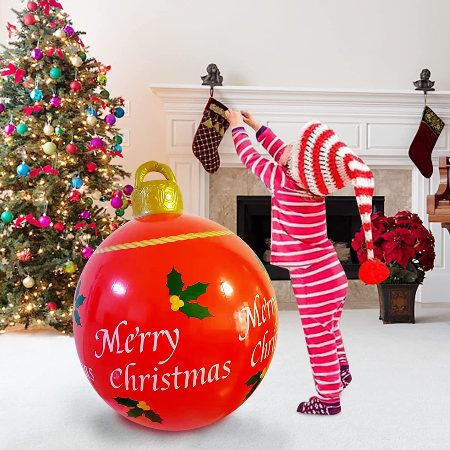 Christmas Decorations 23.6Inch Christmas Inflatable Ball/Christmas PVC Inflatable Decorated Ball Giant/Christmas Tree Decorations,Christmas Inflatables Outdoor Decorations (J#1)