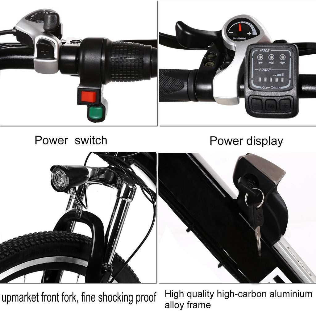 25inch 21 Speed 36V Electric Mountain Bicycle for Adults with Removable Lithium-ion Battery Integrated Mens Electric Bike, With LED Handlebar Display, LED Headlight