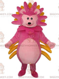 BIGGYMONKEYmascot costume of very original pink lion cub with a colorful mane