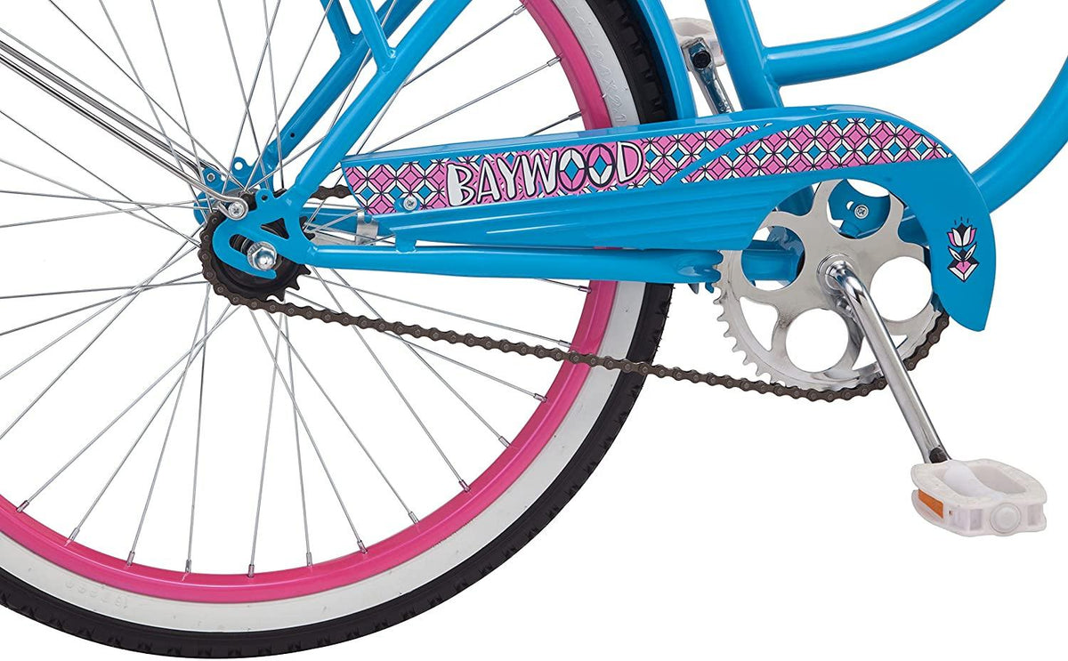 Schwinn BayCruiser Bike, Featuring Steel Step-Through Frame and Single-Speed Drivetrain with Full Wrap Fenders, 24-Inch Wheels